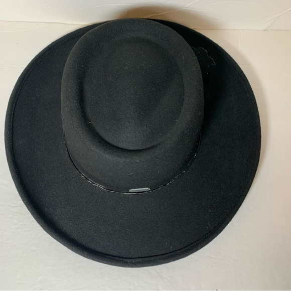 Liz Claiborne Womens Fedora Hat Wool Wide Brim Black Beaded Strap main image 9